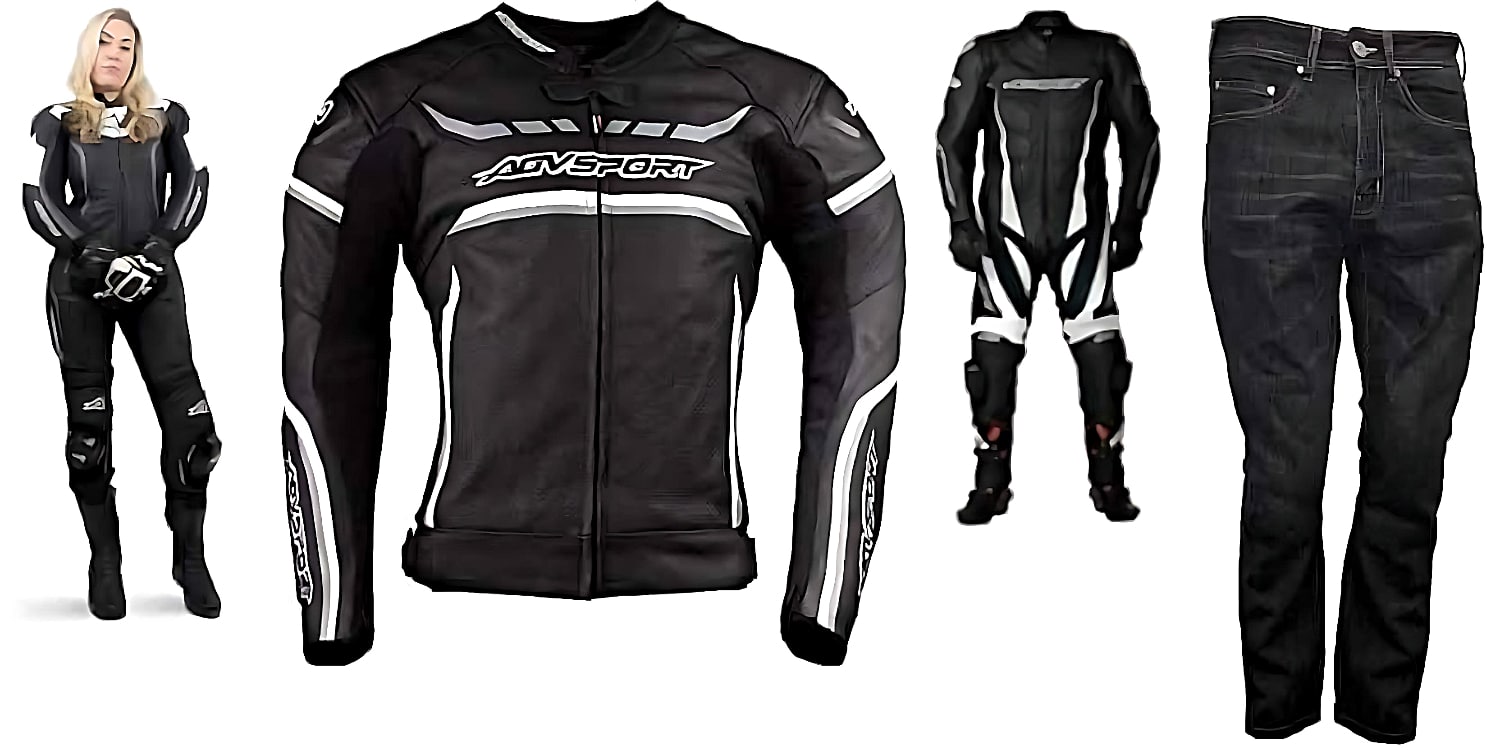 From left to right: AGVSPORT’s Ascari Jacket Perforated Leather Jacket, Protective Armor CE Level 2 Super Alloy Jeans, Imola Dona 2 Piece Suit, and the Monza Race One-Piece Suit are built not just for protection in the event of an impact or a fall but also to ensure that you stay comfortable in your sport bike’ saddle.