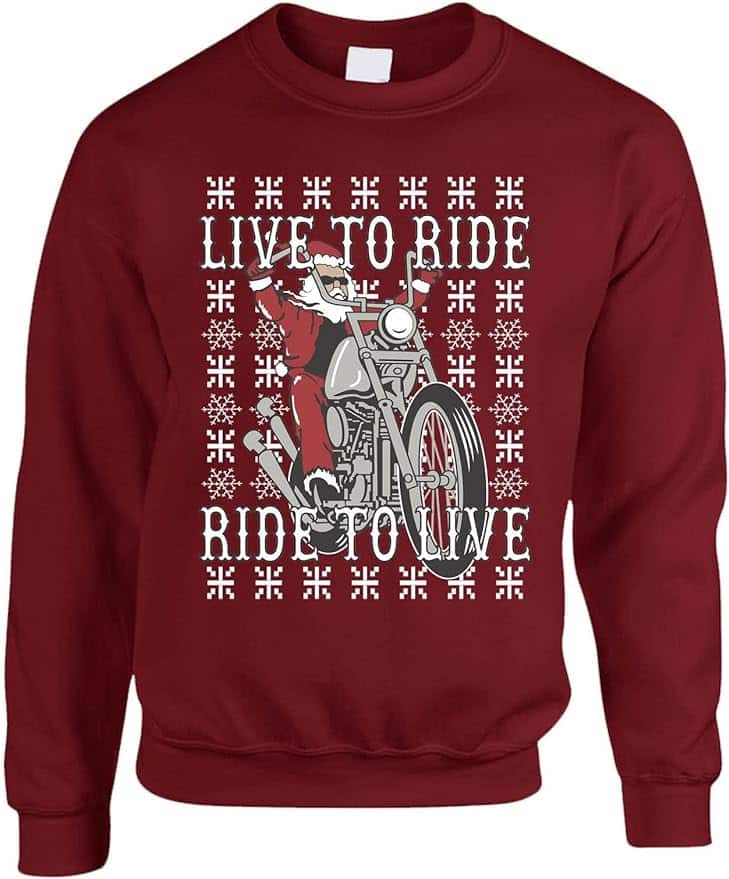 Live to Ride Santa Ugly Christmas Crewneck Sweatshirt